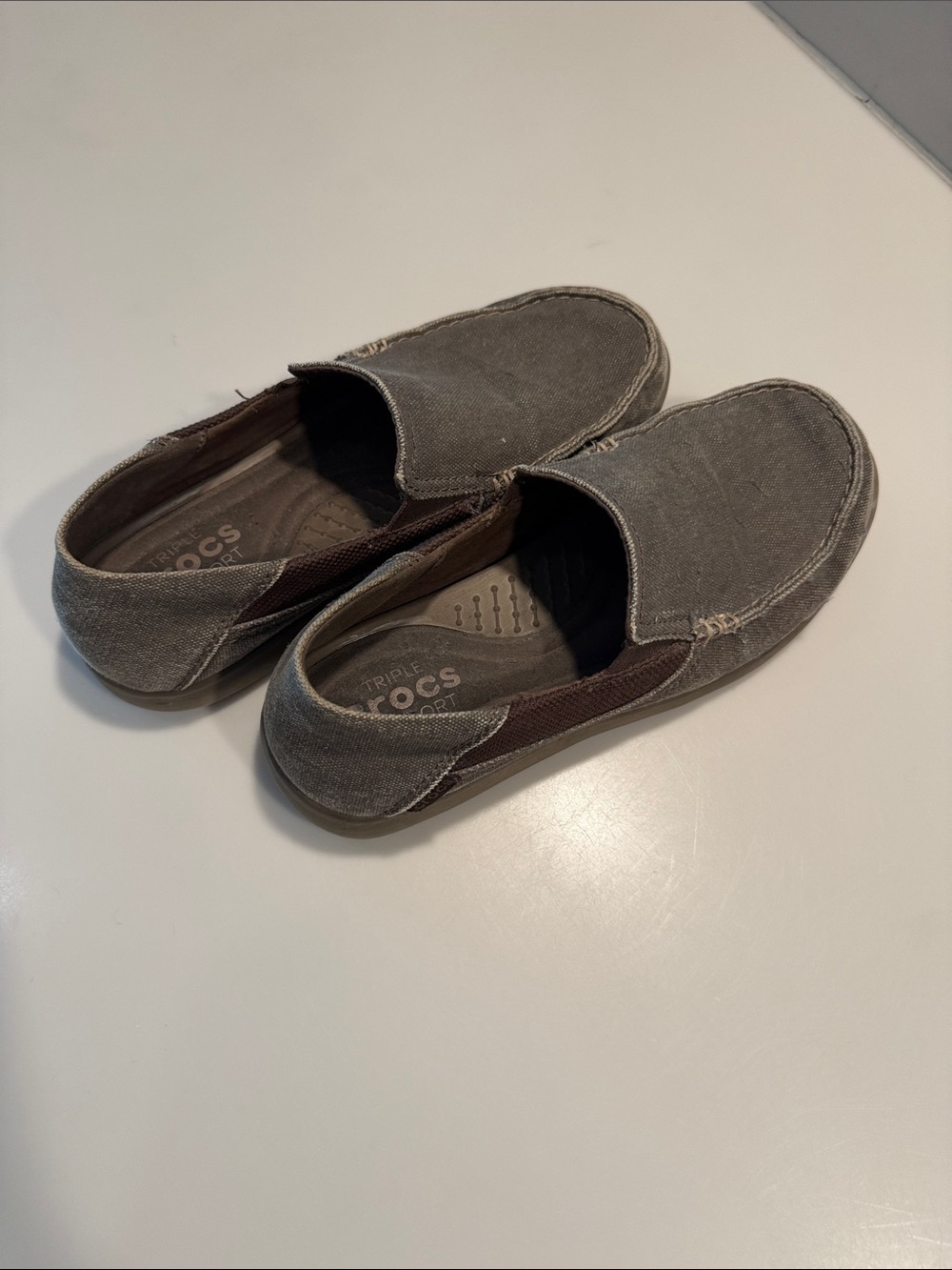 CROCS Men’s Slip-On Loafers in Taupe Brown